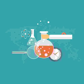 Laboratory equipment banner. Concept for science, medicine and knowledge. Flat vector illustration