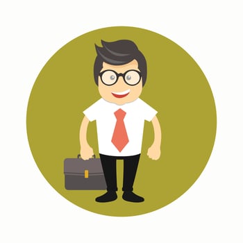 Happy businessman with briefcase icon. Businessman avatar icon. Flat vector illustration