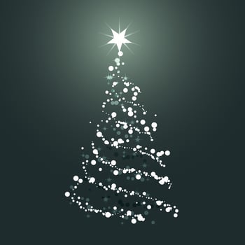 Christmas tree icon. Glowing Christmas tree poster. Flat vector illustration