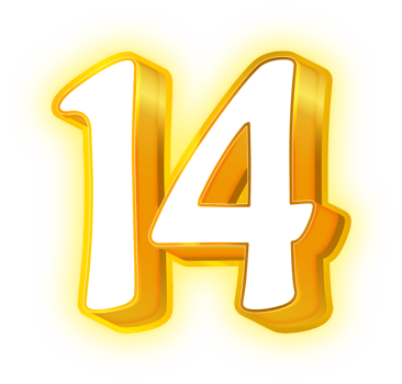 Gold Neon Number 14 png