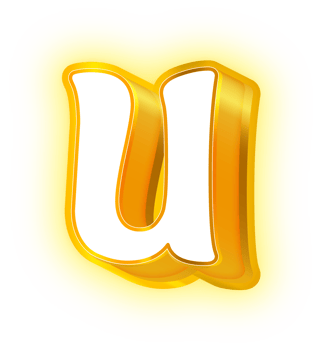 Gold Neon Letters u Logo png