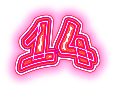 Pink Neon Number 14 png