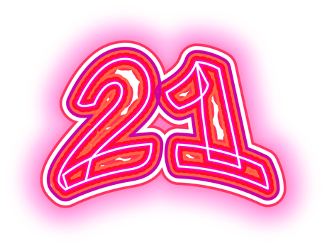 Pink Neon Number 21 png
