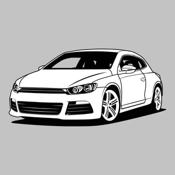 Black and White view car vector illustration for conceptual design