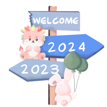 Bye Bye 2023 and Welcome 2024 png