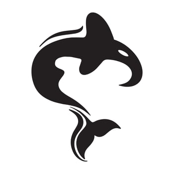 Simple black orca whale animal template logo creative design. Killer underwater animal. Logo for business, identity and branding. vector