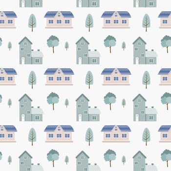 Cute House Seamless Pattern vector