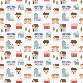 Cute House Seamless Pattern vector
