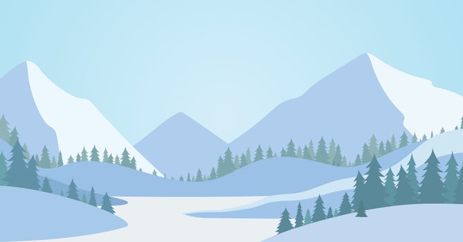 Winter morning mountains. Winter landscape. vector