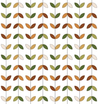 Leaf vector seamless pattern. Beautiful multicolored century geometric leaves. Retro pattern in mid century modern style.