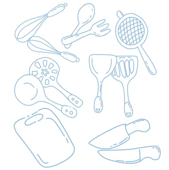 vector illustration of kitchen equipment icons