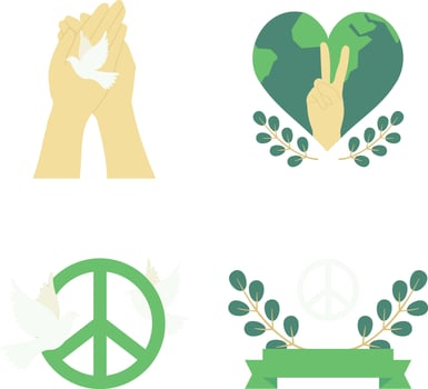 World Peace Day Icon Set. Vector Illustration.