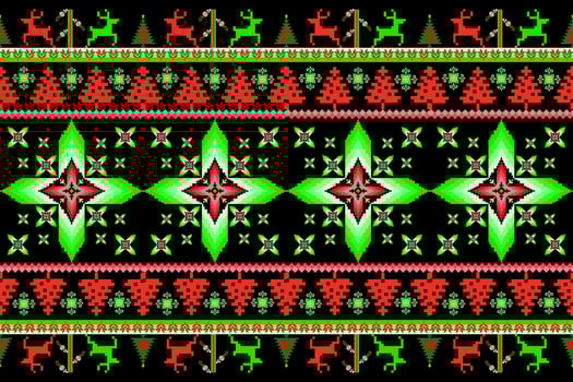 Floral Cross Stitch Embroidery on white background.geometric ethnic oriental seamless pattern traditional.Aztec style abstract vector illustration.design for texture,fabric,clothing,wrapping,sarong.