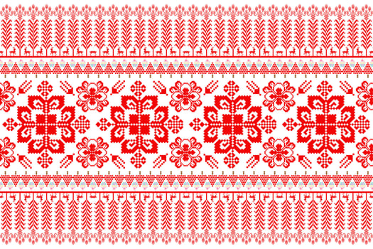 Floral Cross Stitch Embroidery on white background.geometric ethnic oriental seamless pattern traditional.Aztec style abstract vector illustration.design for texture,fabric,clothing,wrapping,sarong.
