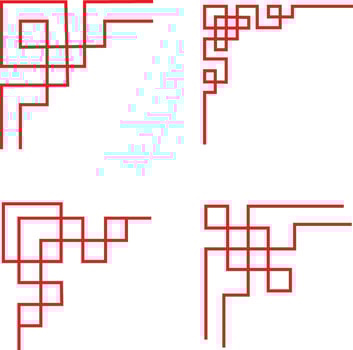 Chinese Traditional Corner  With Simple Shape. Vector Illustration Set.