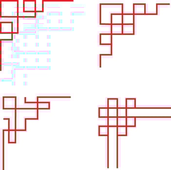 Chinese Traditional Corner  With Simple Shape. Vector Illustration Set.
