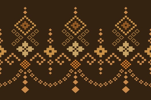 Nature vintages cross stitch traditional ethnic pattern paisley flower Ikat background abstract Aztec African Indonesian Indian seamless pattern for fabric print cloth dress carpet curtains and sarong vector