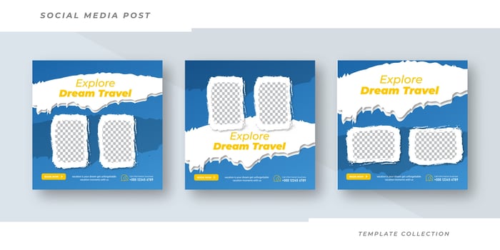 Explore dream Travel flyer or poster for traveling agency business offer promotion. Holiday and tour advertisement banner design. Pro vector