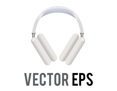 vector white headphones icon, used to listen music or other audio