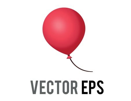 Vector gradient red air balloon on string icon, congratulations, celebration, happy birthday