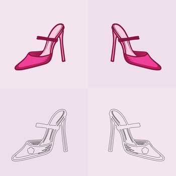 High heels shoe vector icon, Women's shoe glyph icon. Symbol, logo illustration.Woman shoes vector icons isolated on pink background.Fashion footwear design.Shoes collection