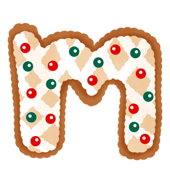 Gingerbread christmas alphabet png