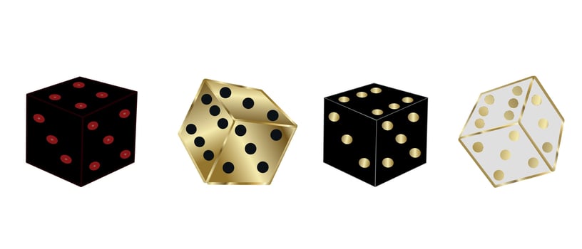 Dice.Set of  casino dice in trendy style on a white background. Casino games concept, dice gambling. vector