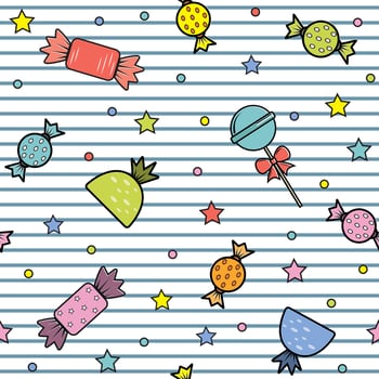 Cute candy pattern. Ideal for fabrics, textiles, wallpaper. Vector illustration.