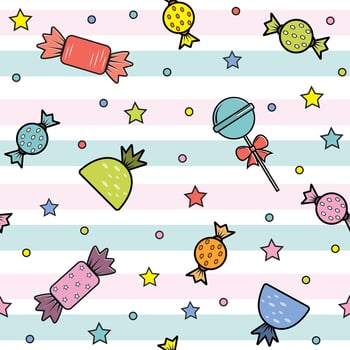 Cute candy pattern. Ideal for fabrics, textiles, wallpaper. Vector illustration.