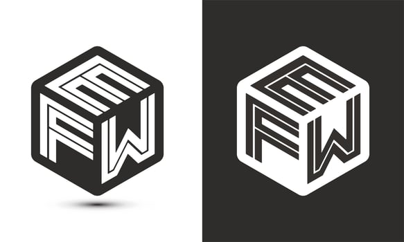 EFW letter logo design with illustrator cube logo, vector logo modern alphabet font overlap style.