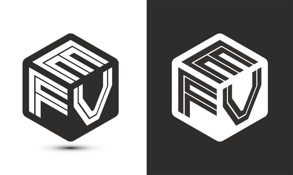 EFV letter logo design with illustrator cube logo, vector logo modern alphabet font overlap style.