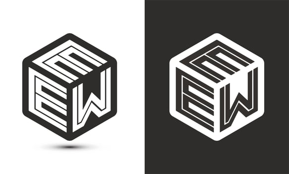 EEW letter logo design with illustrator cube logo, vector logo modern alphabet font overlap style.