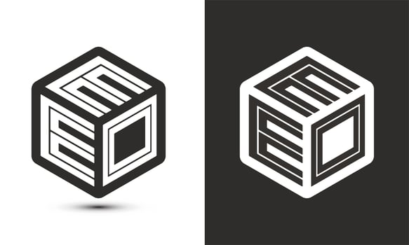 EEO letter logo design with illustrator cube logo, vector logo modern alphabet font overlap style.
