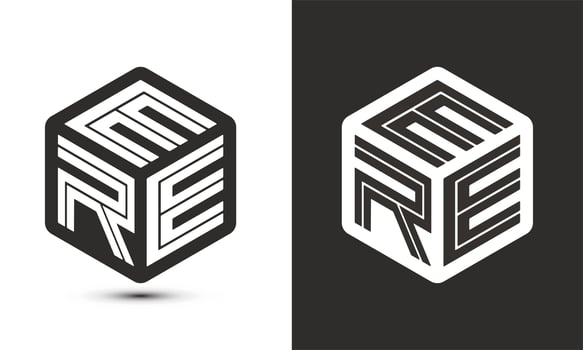 ERE letter logo design with illustrator cube logo, vector logo modern alphabet font overlap style.