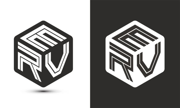 ERV letter logo design with illustrator cube logo, vector logo modern alphabet font overlap style.