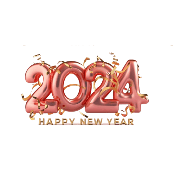 Happy new year 2024 golden text png