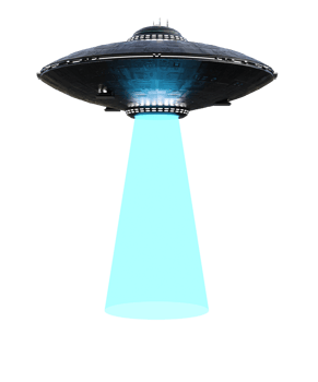 Unidentified flying object on the transparent background, 3d render png