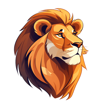 Lion Cartoon Style Logo Painting Drawing Illustration No Background Perfect for Print on Demand Merchandise AI Generative png