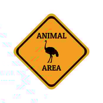 ostrich bird animal warning traffic sign flat design vector illustration