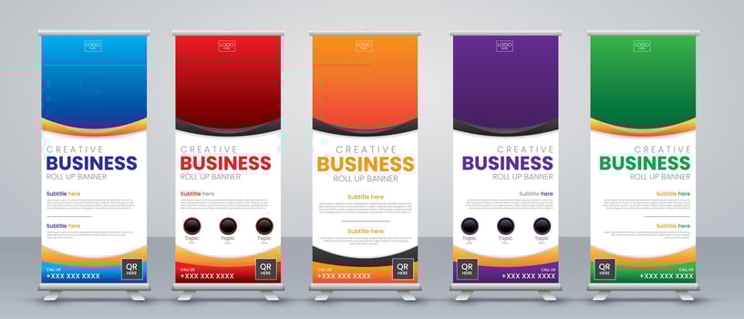 business abstract roll up banner design set vector