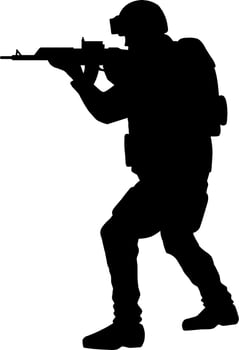 Soldiers silhouette vector illustration. Military soldier graphic resources for icon, symbol, or sign. Soldier silhouette for military, army, security, war or defense