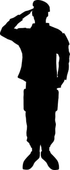 Salute silhouette vector illustration. Military salute graphic resources for icon, symbol, or sign. Respect soldier silhouette for military, army, security, war or defense