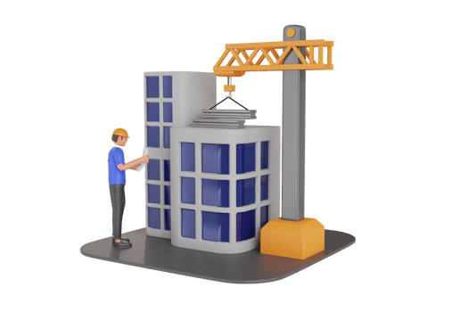 3D Illustration of Architect Looking Architectural Plan Of The Project. contractor checking the construction site building while holding blueprint png