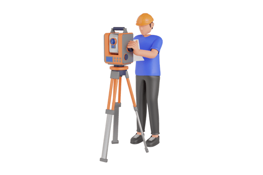 3d illustration of surveyor worker with theodolite. Engineer with surveyor equipment. Civil engineer land survey with tacheometer or theodolite equipment png