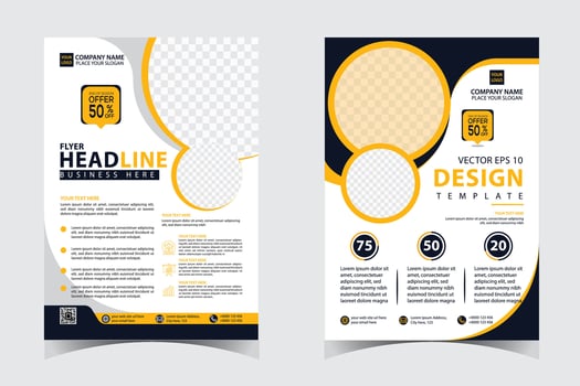 Brochure template layout design. Corporate business annual report, catalog, magazine, flyer mockup. Creative modern bright concept Yellow and Black color vector