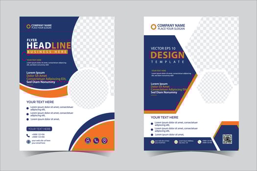 Brochure template layout design. Corporate business annual report, catalog, magazine, flyer mockup. Creative modern bright concept Blue and orange color vector