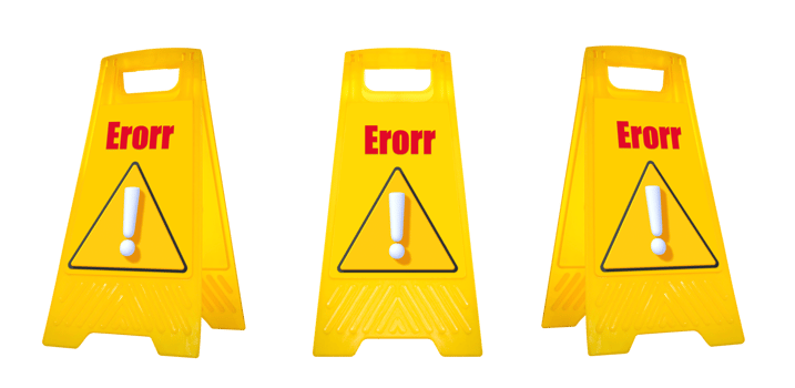 Mock up yellow warning sign with message Erorr with attention icon png