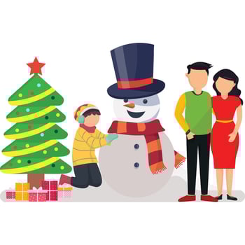 Happy family building snowman Which Can Easily Modify Or Edit vector