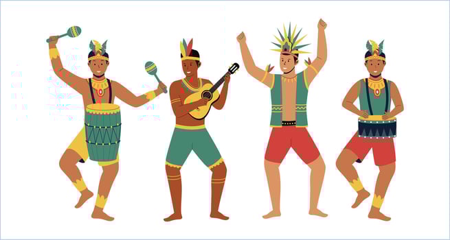 Set collection of male Brazilian samba dancers vector