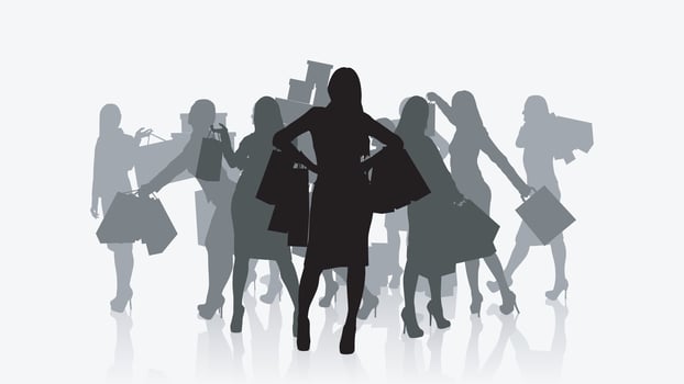 female shopping set vector